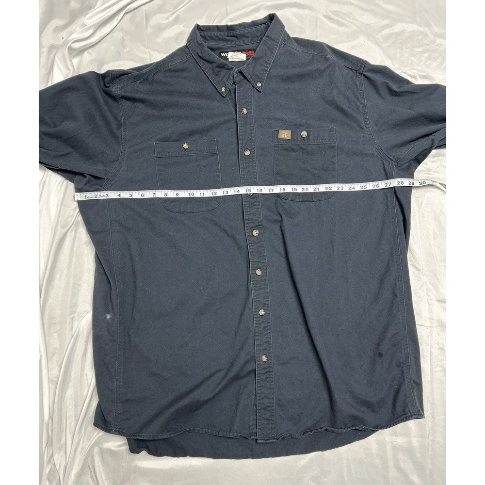Wrangler Riggs Workwear Heavy Work Shirt Long Sleeve Navy Blue Gorpcore Mens 3XT - Picture 9 of 14